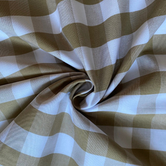 Tecido Tricoline Xadrez Gde 30xm Tinto Vichy Cáqui 100% Algodão - Costura Criativa Tecidos