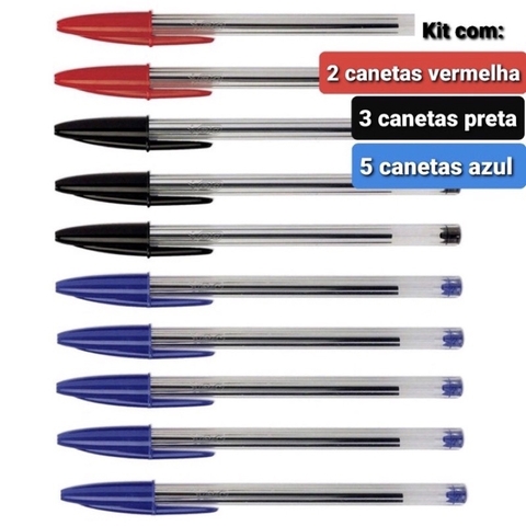 Kit com 10 Canetas Bic esferográfica escrita macia