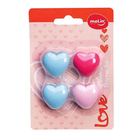 Borracha Ponteira Lápis Coração c/4 Unid Molin