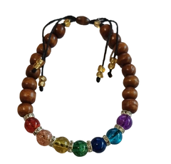 Pulsera 7 chakras perlas de vidrioc/strass