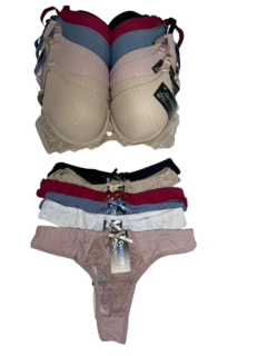 CJ2097-Condeza conjunto labrado sin base con detalle de cinta | Cantidad minima de compra 12 - lenceriamarina