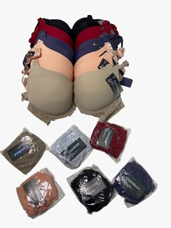 CJ2105-Condeza conjunto microfibra con base y encaje en contorno | Cantidad minima de compra 12 - comprar online