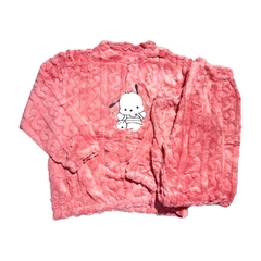 PJ202-Le victoria`s pijama plush liso con estampa en buso | Cantidad minima de compra 12 - lenceriamarina