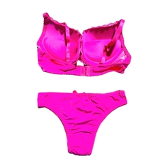 CJ400-PACK X12 unidades (DOCENA) FB lingerie conjunto armado con aro microfibra, encaje y tul estampado print con vedetina - tienda online