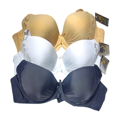 COR501-PACK X12 unidades (DOCENA) M Binnys new fashion corpiño armado con aro microfibra con encaje frunce en busto - comprar online