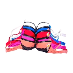 CJ403-PACK X12 unidades (DOCENA) FB lingerie conjunto armado con aro microfibra detalle encaje con vedetina - comprar online