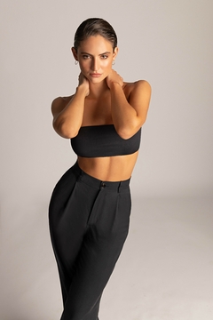 BR1710-Top bandeau sin taza de microfibra doble. - tienda online