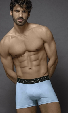 BA2011-Boxer algodón y lycra. Liso, elástico Lunares. - comprar online