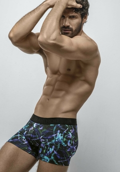 BA2031-Boxer algodon y lycra. Estampado digital Pinceladas, elastico sobre relieve negro - comprar online