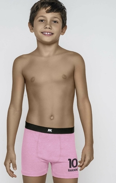 BA4041-Boxer Niño algodon y lycra. Liso con estampa localizada Robot, elastico liso negro - lenceriamarina