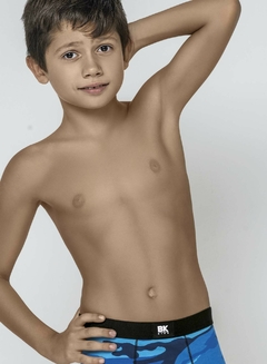 BA4043-Boxer niño algodón y lycra Estampado Camuflado Militar, elástico liso negro. en internet