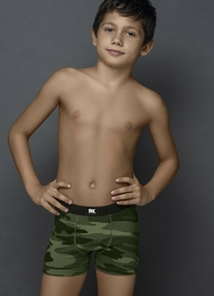 BA4043-Boxer niño algodón y lycra Estampado Camuflado Militar, elástico liso negro. - comprar online