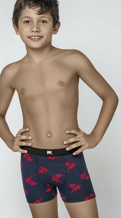BA4044-Boxer niño algodón y lycra Estampado Dragones, elástico liso negro. en internet