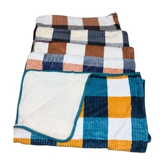 BL101-Frazada cuadrille con corderito de 2 1/2 plaza | Contidad minima de compra 12 - tienda online