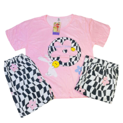 PJ949-Pijama 3 piezas con remera dama animado | Cantidad minima de compra 12 - comprar online