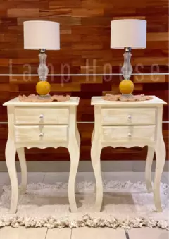 Mesa de Luz Reina Ana XL - Pátina Beige/Blanco - Lamp House