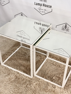 Imagen de Mesa Nido Espejada Dúo • Cuadrada Blanca