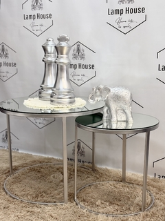 Mesa Nido Espejada Dúo • Redonda Plata