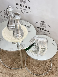 Mesa Nido Espejada Dúo • Redonda Plata - Lamp House