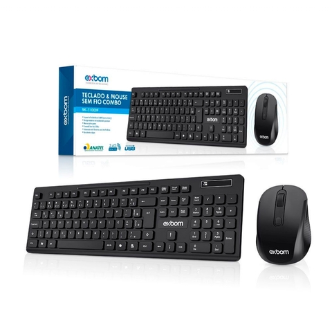KIT TECLADO E MOUSE S/ FIO EXBOM BK-S1000F