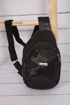 Mochila Bandolera de Glitter Negra