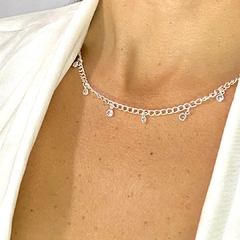 Choker de Zircônias Banhado a Prata na internet