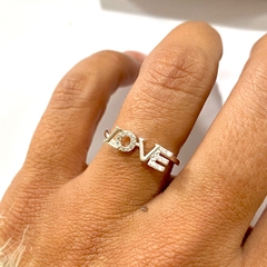 Anel Love Cravejado com Zircônias Prata 925 - comprar online