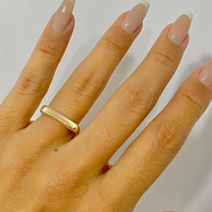 Anel Quadrado 3mm Banhado a Ouro 18k