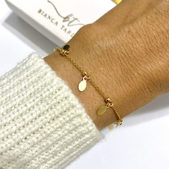 PULSEIRA COM MEDALHAS EM FORMA DE GOTA 18K - Bianca Tardivo Semijoias I Prata 925 e Semijoias Banhado a Ouro 18k