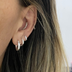 Trio Argola Lisa com Zircônias Banhado a Prata - comprar online