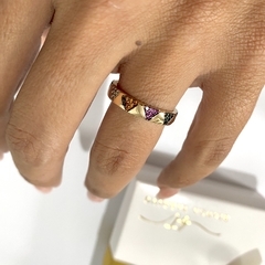 Anel Colorido Cravejado com Zircônias 18k - comprar online