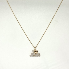 COLAR LOVE JESUS BANHADO A OURO 18K