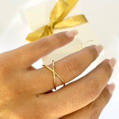 ANEL CRUZADO BANHADO A OURO 18K - comprar online