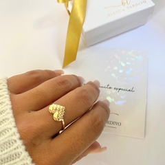 ANEL CORAÇÃO TRANÇADO BANHADO A OURO 18K - comprar online