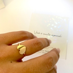 ANEL CORAÇÃO LISO BANHADO A OURO 18K - comprar online