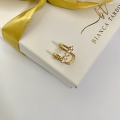 PIERCING DE PRESSÃO COM 2 AROS E ZIRCONIA BANHADO A OURO 18K - comprar online