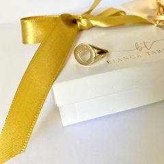 ANEL CORAÇÃO VAZADO BANHADO A OURO 18K - comprar online