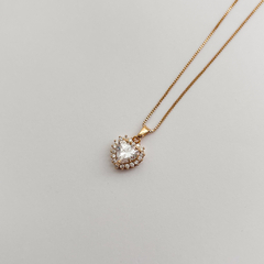 Conjunto Coração Com Zircônias Banhando a Ouro 18k na internet