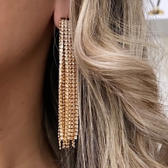 Brinco Franja Zircônias Banhado a Ouro 18k - comprar online