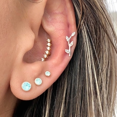 Piercing Folha com Zircônias Prata 925