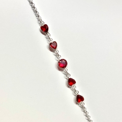 Pulseira Coração Zircônias Rubi Prata 925 - comprar online