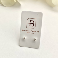 Brinco Ponto de Luz Rosa Banhado a Prata 925
