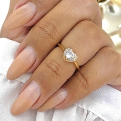 Anel Falange Coração Cravejado Banhado a Ouro 18k