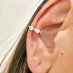 Piercing de Pressão Zircônias Banhado a Ouro18k - comprar online