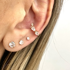 Piercing de Pressão Zircônias Banhado a Ouro18k
