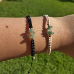 Pulsera macramé cuarzo verde