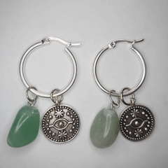 Argollas con cuarzo verde