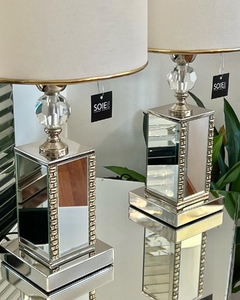 VELADOR ESPEJO CON INCRUSTACIONES DORADAS Y CRISTAL - SOIE TIENDA DECO