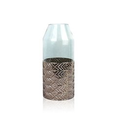 metalic L | jarron de vidrio base metalica 12x27cm