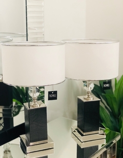 VELADOR FRIDA CUERO NEGRO Y CRISTAL - SOIE TIENDA DECO
